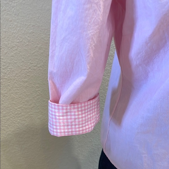 Izod Pink Fitted 3/4 Sleeve Button Down Shirt - Picture 3 of 5